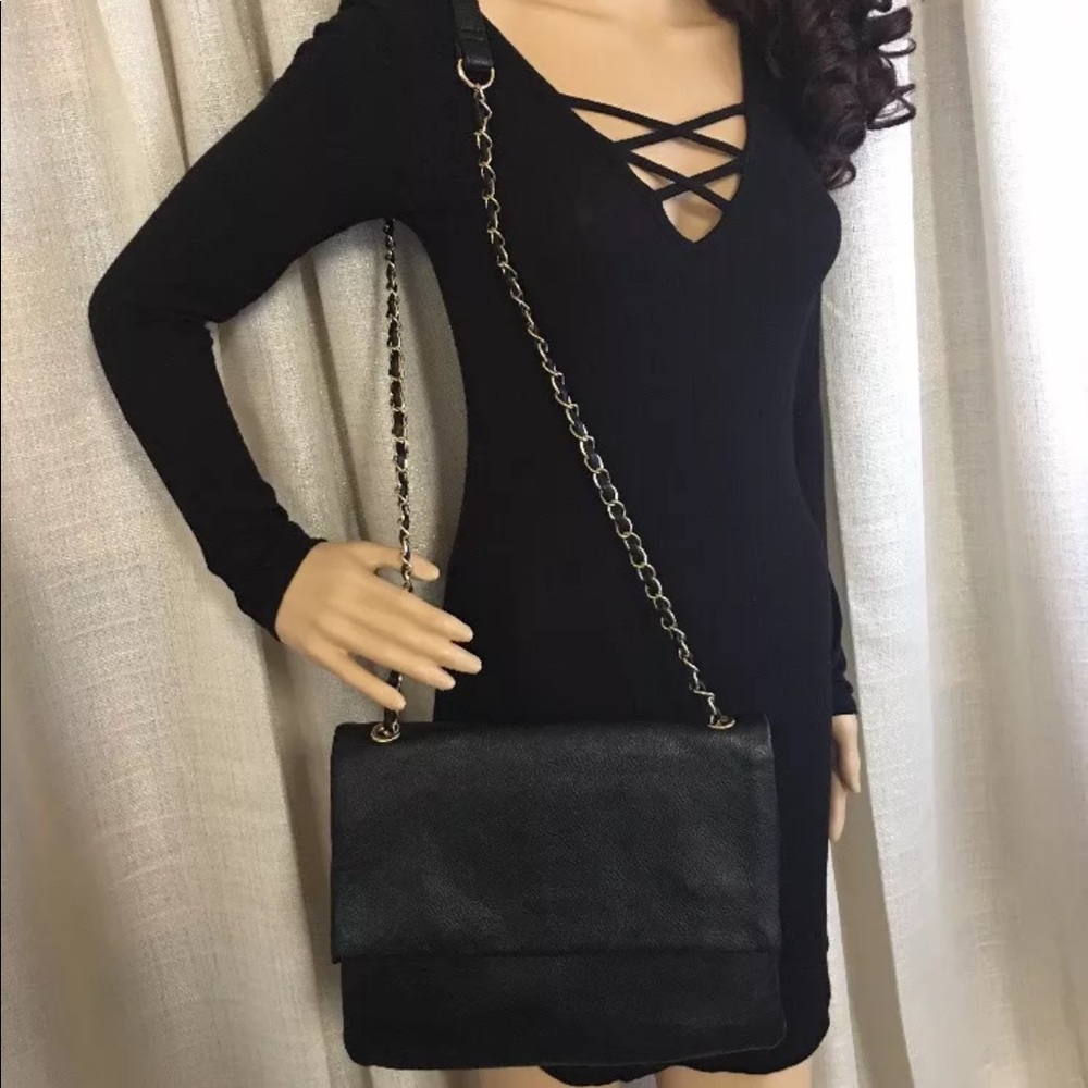 PU Patent Leather Leopard Interior Chain Purse